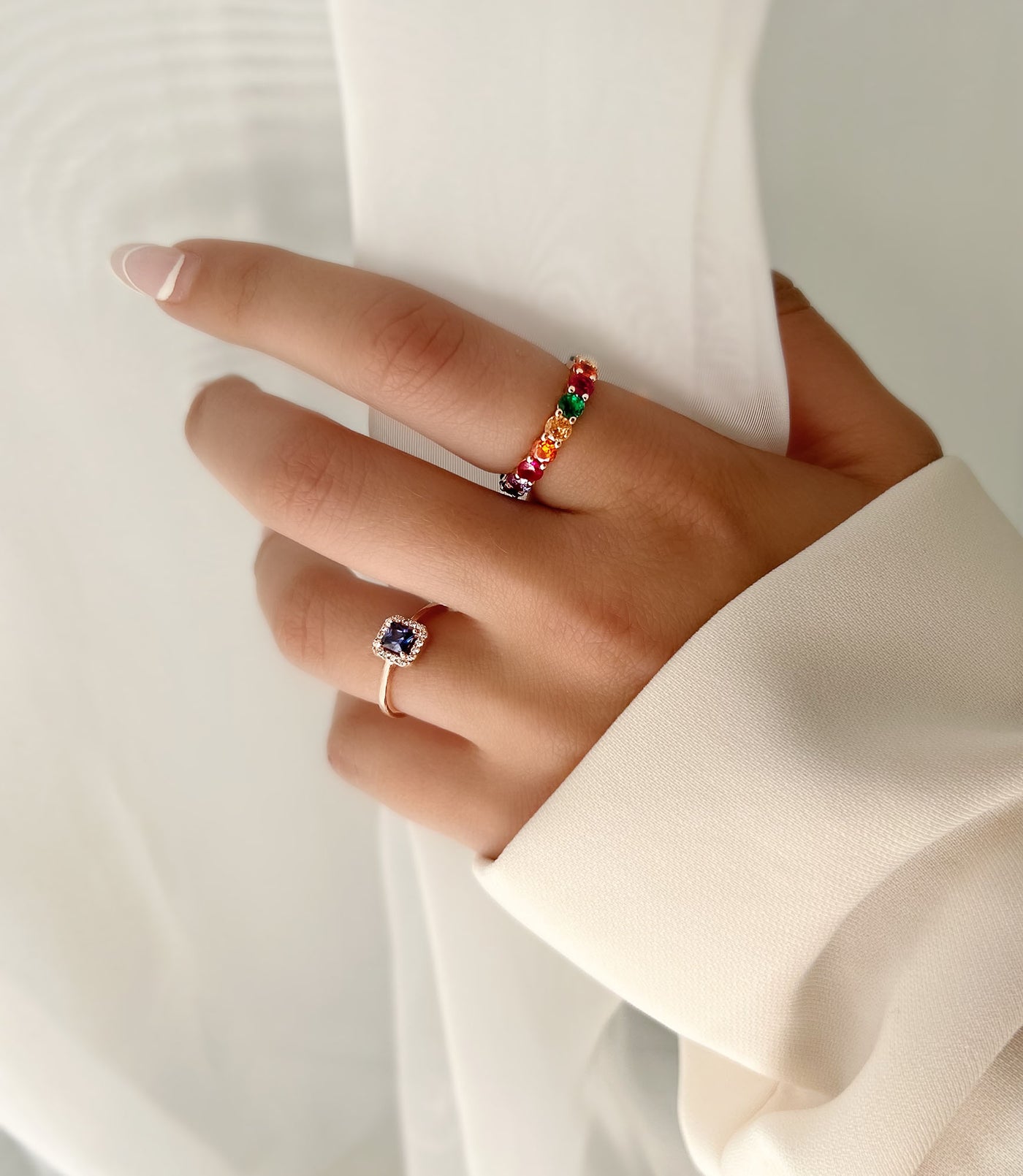 Lulu & Jane Fingerring Ring roségold verziert mit Kristallen von Swarovski®  bunt, Verziert mit Kristallen von Swarovski®
