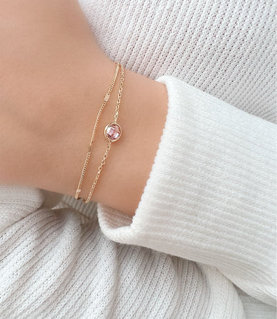 IVY | ZWEI REIHIGES ARMBAND | GOLD- ROSA